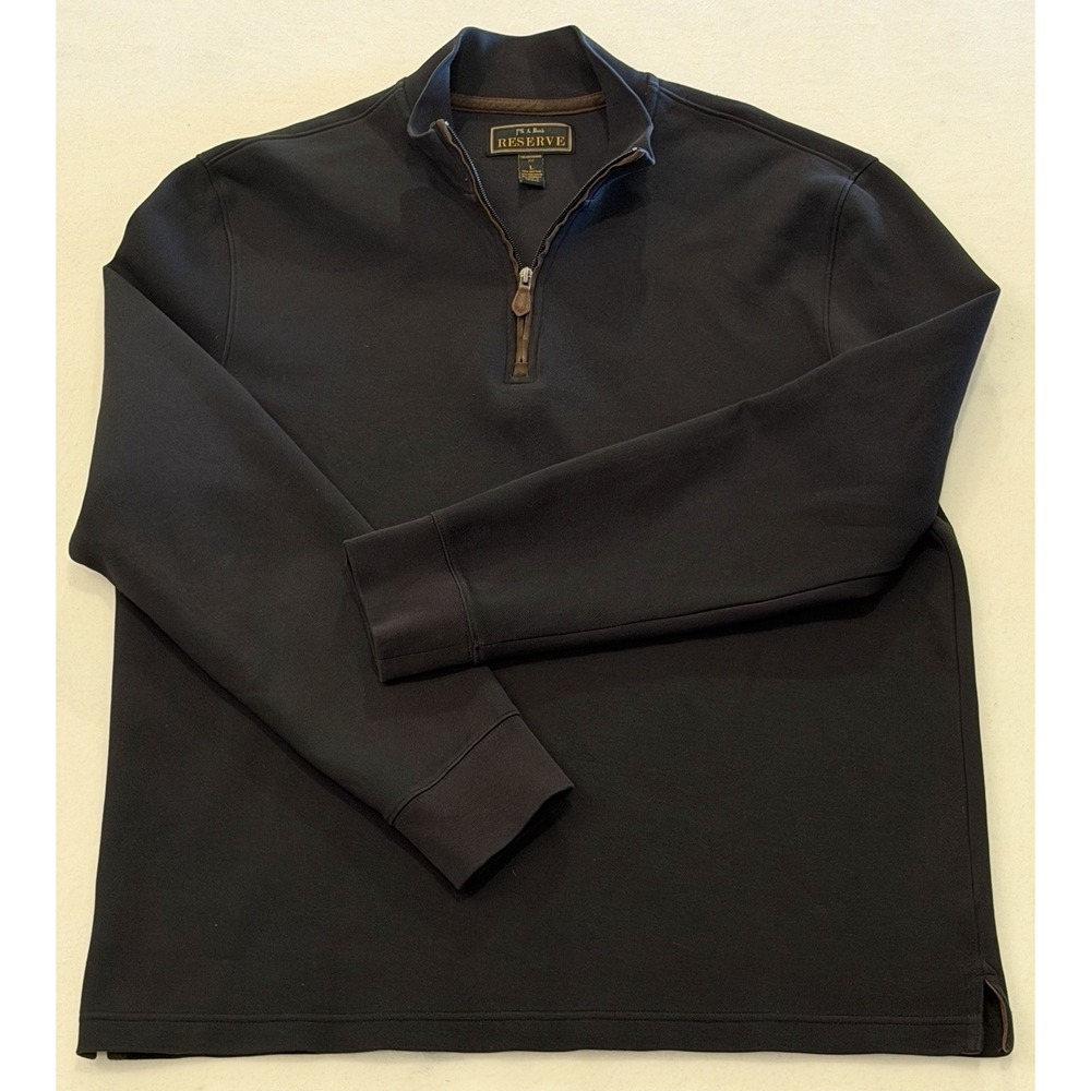 Jos. A Bank Reserve Traditional Fit Charcoal Gray Cotton 1/4 Zip Sweater Men's L